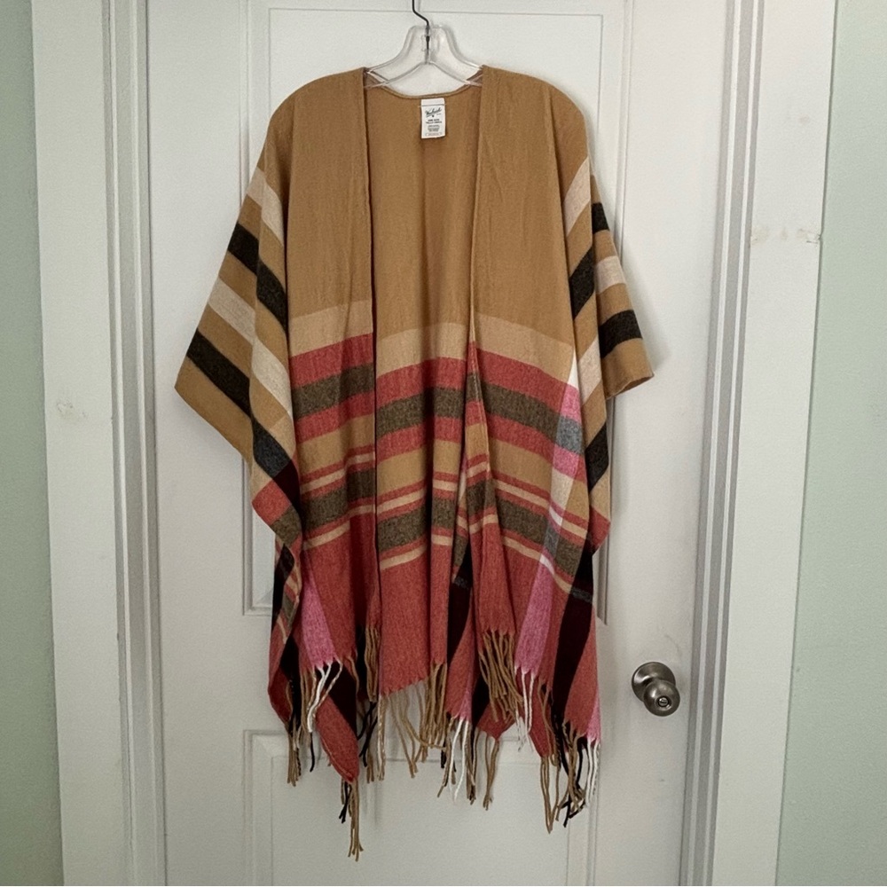 Woolrich Plaid Shawl Poncho Blanket Wrap One Size